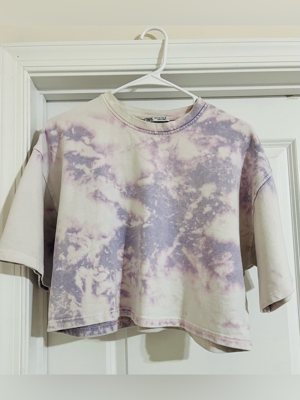 Tie-Dye Cropped Tee - Lavender & Cream